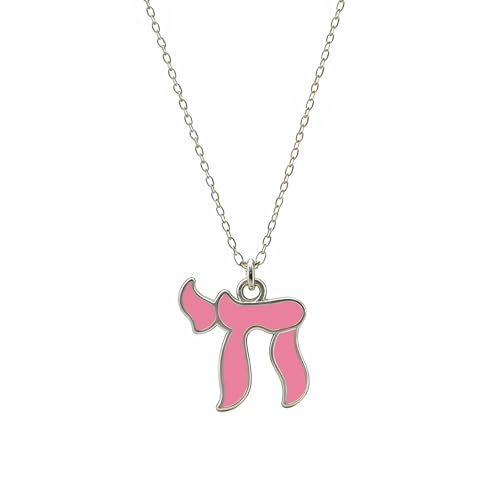 Hebrew Chai Necklace Chai Symbol Jewish Pendant for Men Women Stainless Steel Arabic Amulet Religion Jewelry - color: Pink-S