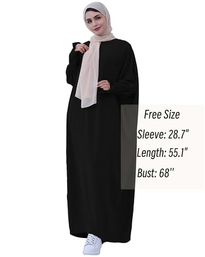 Muslim Prayer Abaya Islamic Women's Khimar Pure Color Hijab Dress Long Sleeve Dubai Kaftan - color: Black