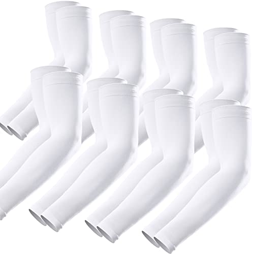 GOUNOD Arm Sleeves for Men Women,Compression Sleeves to Cover Arms for Men Working,Sun Sleeves for Men UV Protection - color: 8 Pairs White