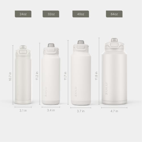 ZULU Powerfill Pro 24oz Stainless Steel Water Bottle with Quick Fill Lid, Triple Walled Vacuum Insulated Metal, Leak Proof Locking Lid, Sip and Chug, Reusable BPA Free, White - color: White, style: 24oz