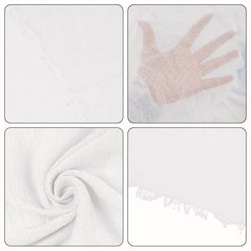 Nydotd Women Summer Cotton Linen Scarf Crinkle Long Beach Shawl Wrap hijab with Fringe - color: Cream White