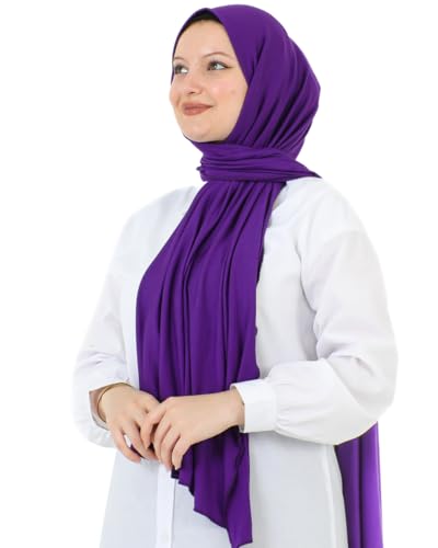 Prien Hijab for Women Viscose Scarf Lightweight Muslim Hijabs Long Shawl Islamic Scarves Turkey Silk Headscarf for Womens - color: Purple