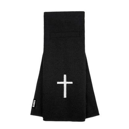 SLEEFS Football Towel - Cotton Quarterback QB Towel for the Football Field - Bi-Fold Hook & Loop Closure - Men/Youth/Boys/Adults - Faith Cross Black - color: Faith Cross Black