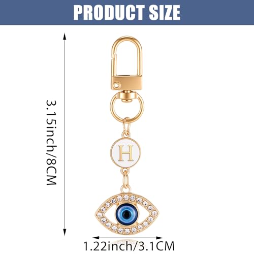 XGALBLA Small Evil Eye Keychains Initial Letter Key Chains for Women Men Car Key Bag Purse Charm- Good Luck Amulet Protection - color: Evil Eye 2-h