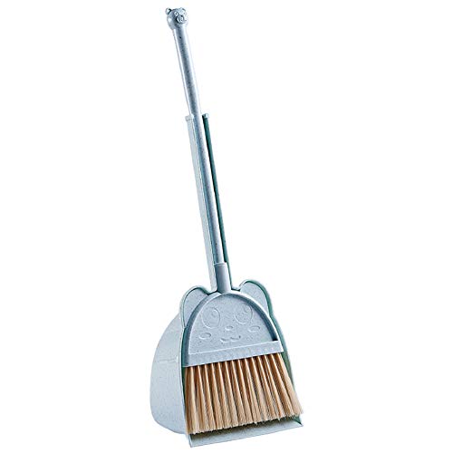 Kids Broom and Dustpan Set, Mini Toddler Broom for Pretend Play Cleaning, Child-Sized Little Housekeeping Helper Set, Blue