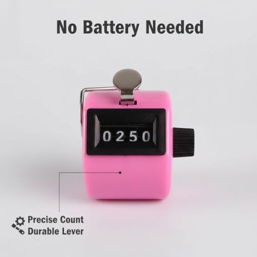 Hand Tally Counter - 4 Digit Mechanical Clicker Counter for Knitting and Crochet - Handheld Lap, Pitch & People Counter with Finger Ring - No Battery Required for Teachers, Nurses,(Black)