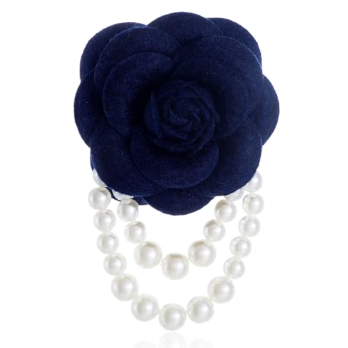 Vintage Camellia Pearl Tassel Brooches Bracelet Bohemian Pearl Safety Pins Bracelets Flower Hairpin Headpieces Shawl Pins Dainty Elegant Lapel Pin Wedding Party Dress Accessories for Women - color: Qing