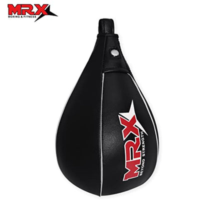 MRX Speed Punching Bags Genuine Leather MMA Training Speed Bag Muay Thai SpeedKills Punching, Dodge Striking Bag for Workout Pro Boxing Bag for Home Gym Kids, Men, Women - color: Full Black White