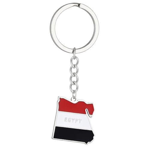 Unique Egypt Map Flag Keyring Keychain Personality Stainless Steel Map Keychain Ethnic Style Jewelry Backpack Car Charm
