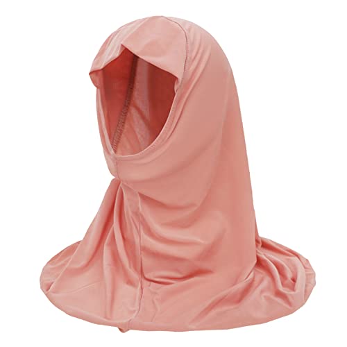 Girls Instant Hijab Muslim Arab Scarf Shawls Neck Wrap Kids Islamic Solid Color Headscarf Turban for 7-12 Years Old - color: Watermelon Red