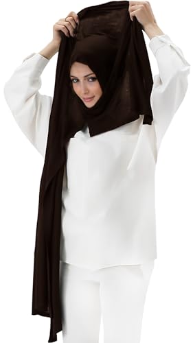 Lina & Lily Pre-sewn Instant Slip-on Modal Jersey Hijab Head Scarf Wrap for Muslim Women - color: Dark Brown