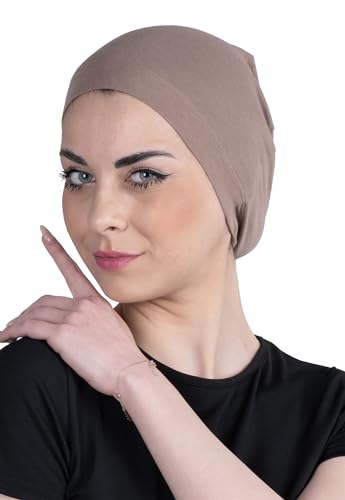 Chemo Headwear for Women - Bamboo Cotton Hats for Women - Head Scarf for Women's Hair - Sleep caps - Beanie Hijab Bonnet - color: Mink