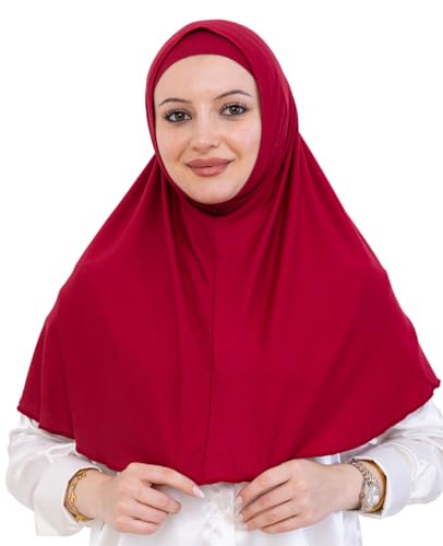 Prien Instant Hijab For Women, Muslim Long Scarf, Undercap Turban Set, Turkish Islamic Clothing, Prayer Clothes For Abaya - color: Burgundy