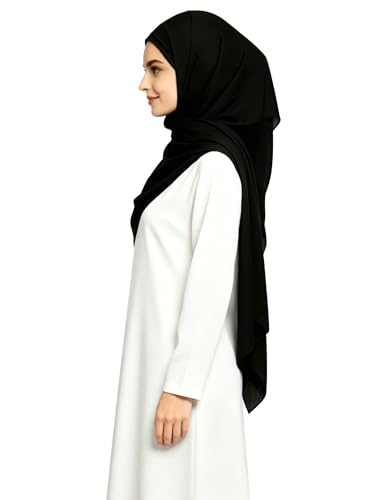 Lina & Lily Non-see-through Premium Jersey Maxi Hijab Head Scarf Wrap for Muslim Women - color: Black