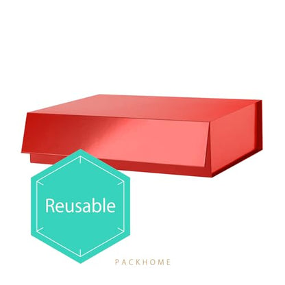 PACKHOME 6 Large Gift Boxes 13.5x10x3.5 Inches, Sturdy Shirt Boxes with Magnetic Lids for Multiple Occasions (Glossy Red) - color: 13x9.7x3.4 Inch-Red-Pack of 6