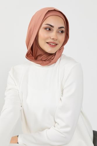 Aisha's Design Full Coverage%95 Cotton Bonnet for Women, Ready-to-Wear Hijab Bonnet Headscarf with Neck Coverage - color: Cappuccino