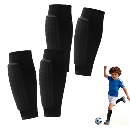 2 Pairs Soccer Shin Guards, Shin Guards Soccer for Kids Youth Adult Calf Compression Sleeve with Honeycomb Pads, Calf Protective Gear for Football & Baseball for Boys, Girls - color: 2Black, size: X-Large
