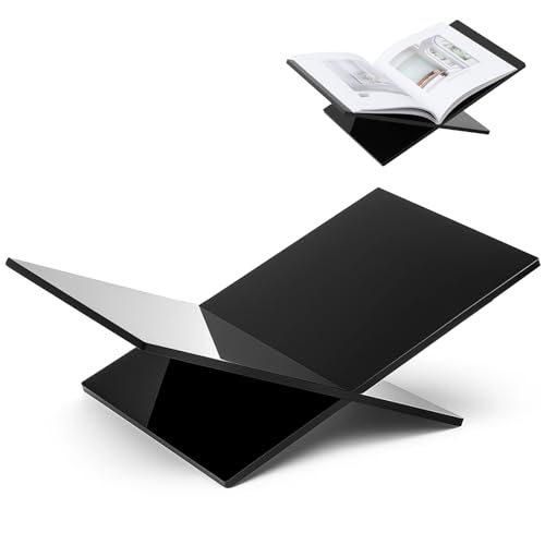 Large Acrylic Book Stands 15.8" x 9.5" x 5.4" Thicken Book Holder for Display Reading Open Coffee Table Stand for Cookbooks, Bible, Quran, Art, Magazines(Black) - color: Black