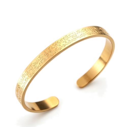 VASSAGO Ayatul Kursi Bracelet for Women Men Muslim Quran Allah Openable Bangles Arabic Calligraphy Cuff Bracelet Islam Eid Islamic Jewelry Gifts - color: Ayatul Kursi Bracelet