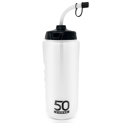 1 Liter Water Bottle with Straw | Hockey Water Bottle with Long Straw | Easy Squeeze Bottles + Built In Finger Grip | BPA-Free Sports Water Bottle for Football, Lacrosse & Boxing | Made in USA - size: 1 Pack