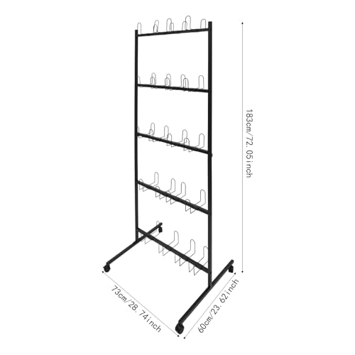5-Tier Boxing Gloves Drying Rack, Boxing Glove Storage Stand with Universal Wheels, Metal Boxing Glove Drying Display Rack, Boxing Glove Stand Floor Standing, Holds 20 Pair of Gloves - color: Black