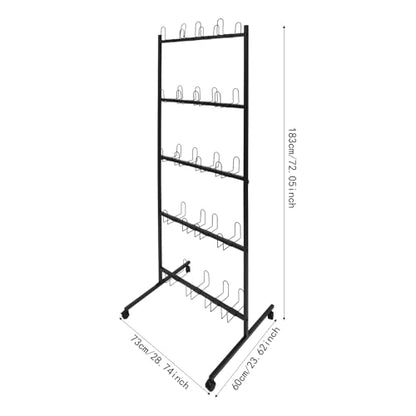 5-Tier Boxing Gloves Drying Rack, Boxing Glove Storage Stand with Universal Wheels, Metal Boxing Glove Drying Display Rack, Boxing Glove Stand Floor Standing, Holds 20 Pair of Gloves - color: Black