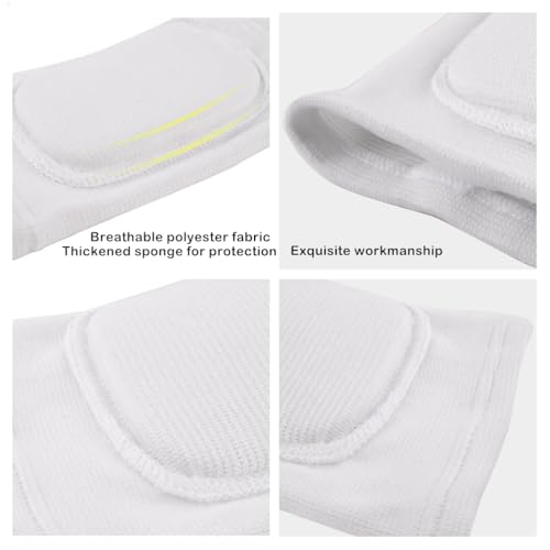 Kids Volleyball Kneepad Soft with Sponge 1 Pair, Knee Sleeve for Adult Youth Pole Dance Cycling Soccer Roller Skating-Elbow Support Work Gym Yoga Golf Leg Protector Auto Mechanic-Black(White, L)
