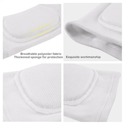 Kids Volleyball Kneepad Soft with Sponge 1 Pair, Knee Sleeve for Adult Youth Pole Dance Cycling Soccer Roller Skating-Elbow Support Work Gym Yoga Golf Leg Protector Auto Mechanic-Black(White, L)