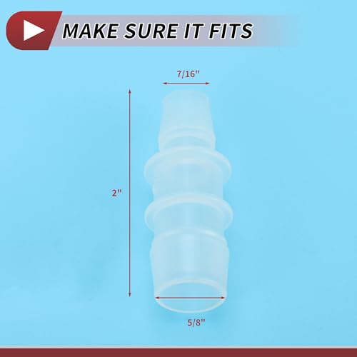 7/16" to 5/8" Hose Barb Fitting Hose Straight Reducing Coupler | 5 Pcs, Plastic, Clear, Fits 7/16" to 5/8" ID Flexible Tube, Barb Reducer Fitting, for Aquarium, Fountain, Drip Irrigation - size: 7/16"-5/8"