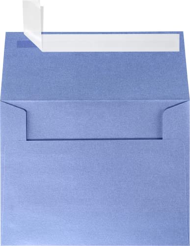 LUXPaper A2 Invitation Envelopes | Peel & Press | 4 3/8" x 5 3/4" | Vista Blue Metallic | 80lb. Text | 50 Qty - color: Vista Metallic
