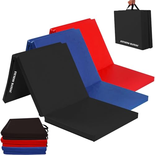 FITNESS MANIAC Black Folding Mat Panel Aerobics Exercise Tumbling Gym Easy Storage Gymnastics Mat Tri-Fold Mats Gym Pad Exercise Pading Ab Foldable Mats - color: Pink