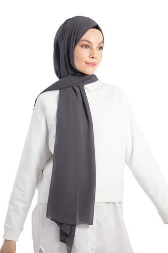 Chiffon Hijab Scarf For Women - Made in Turkiye - color: Anthracite