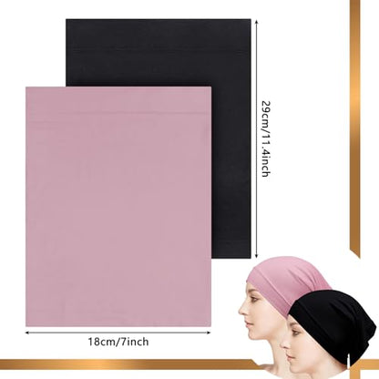 Loopeer 2 Pcs Hijab Undercaps No Slip for Women Islamic Muslim Hijab Cap Scarf for Turban Tube Neck Cover - color: Black, Pink