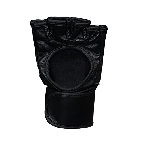 Flight MMA Fight Gloves, Leather Sparring Gloves for MMA & Grappling, Adjustable Wrist Band, Open Palms - color: Black, size: X-Large