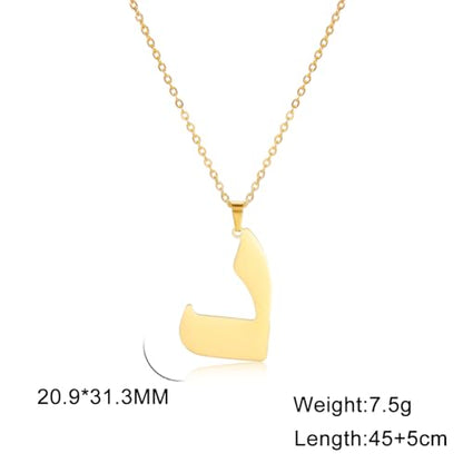 Stainless Steel Arabic Letter 'Alif' Pendant Necklace, Unisex Initial Jewelry - color: Style 08, size: Gold Color