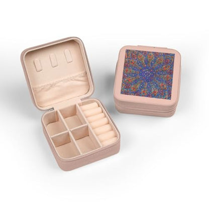 3dRose Islamic Designs on Blue Pottery, Madaba, Jordan Jewelry Travel Case Pink