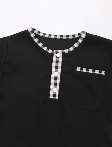 IDOPIP Muslim Baby Boys Ramadan Eid Outfit Kaftan Thobe Arabic Islamic Abaya Dubai Robe Prayer Clothes with Head Scarf + Rope - color: Black, size: 0-3 Months