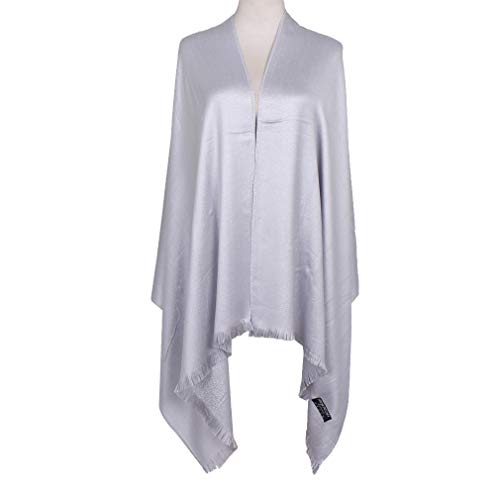 LMVERNA Women's Sparkling Metallic Soft Pashmina Shawls and Wraps Scarf in Solid Colors - color: Silver