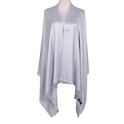 LMVERNA Women's Sparkling Metallic Soft Pashmina Shawls and Wraps Scarf in Solid Colors - color: Silver
