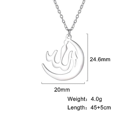 VASSAGO Allah Necklace for Women Stainless Steel Islamic Muslim Pendant Islam Eid Gift Religious Charm Jewelry - color: silver allah crescent moon necklace