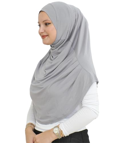 Prien Ready To Wear Hijab For Women, Instant Turban, Soft Muslim Scarf For Prayer, Long Hijabs, Islamic Clothes, Jersey Abaya - color: Grey