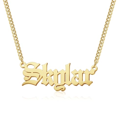 Custom Name Necklace, 18K Gold Plated Nameplate Personalized Jewelry Gift for Women - color: Style-02