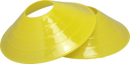 BlueDot Trading High Visibility Disc Cones - 100-Pack Lightweight Plastic Sports Cones for Agility Training, Soccer, Football, Speed Drills, Field Markers for Adults & Kids, Yellow