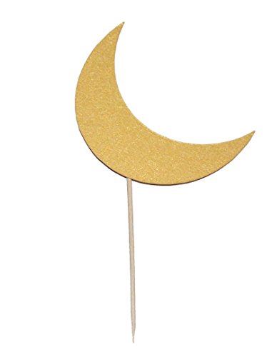 Zaffron Ramadan and Eid Gold Crescent Moon Party Packs (Napkins and Food Picks/Cupcake Toppers) - color: Napkins and Food Picks / Cupcake Toppers