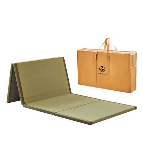 HAGiHARA Japanese Traditional Tatami Mat,35.4"x78.7"x1.2" Foldable Floor Mattress, Japanese Rush Grass Tatami Floor Mat for Meditation, Yoga,Sleeping or Summer Use - size: Twin XL