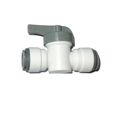 Acetal Copolymer 1/2" Tube OD Tube Fitting,Hand Shut Off Valve, Push to connect for RO water filter system parts (pack of 5) - style: 1/2 to 1/2 o.d. valve
