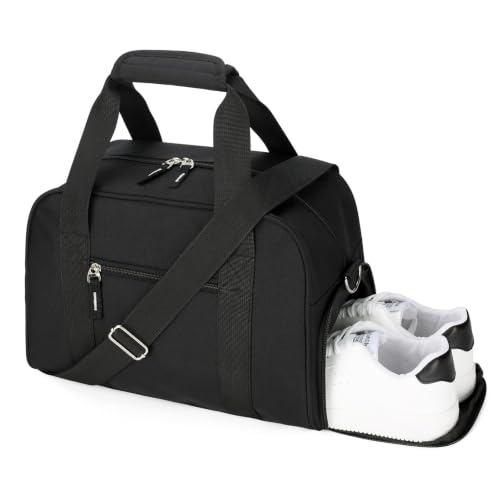 SeaRock 14 inch Small Gym Bag for Men & Women, Mini Duffle Bag with Shoe Compartment, Carry On Duffel Bag for Travel Sports, Black - color: Black
