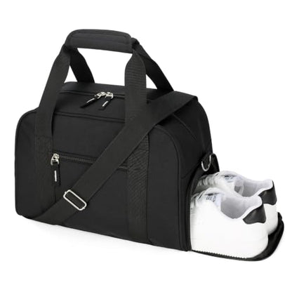 SeaRock 14 inch Small Gym Bag for Men & Women, Mini Duffle Bag with Shoe Compartment, Carry On Duffel Bag for Travel Sports, Black - color: Black