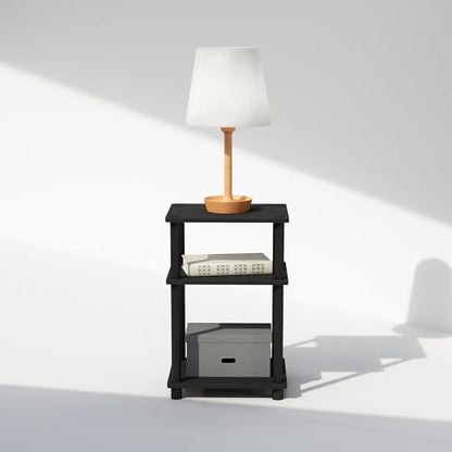 Furinno Just 3-Tier Turn-N-Tube Open Storage Nightstand, 1-Pack, Plastic Poles, Americano/Black - color: Americano/Black, size: 1-Pack