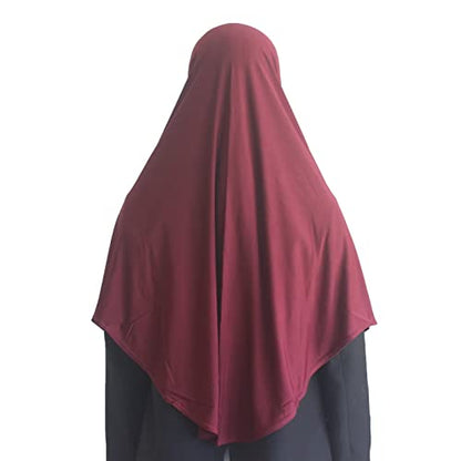Women's Instant Hijab Muslim Headscarf Prayer Scarf Soft Breathable Stretchy Wrap - color: Wine Red